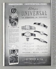 1946 Universal Geneve Watches Original Spanish language vintage Ad picture