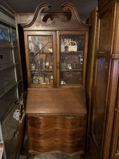 Vintage Chippendale Style  Secretary Desk Bookcase Hutch With Key picture