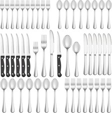 48 Pcs Silverware Set for 8 Stainless Steel Flatware Cutlery Kitchen Utensil New picture
