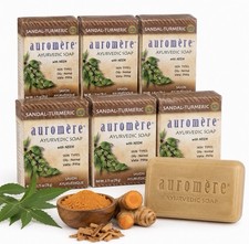 Auromere Ayurvedic Sandal Turmeric Soap 2.75 oz Vegan Neem - 6 Pack picture