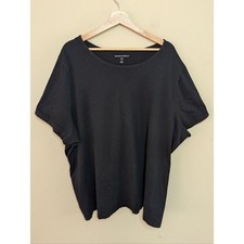 Woman Within Black 100% Cotton Tee Size 4X (34/36) picture