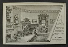 1880 antique PAINE'S FURNITURE MANUFACTORY boston ma victorian AD TRADE CARD picture