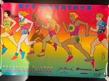 Original Rare Official PETER MAX NYC Marathon 1995 Poster 33 x 22 in Pop Art picture
