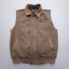 Wrangler NFR Las Vegas Pro Rodeo Gear Vest Mens Large Canvas Leather Collar picture
