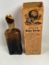 Antique Labeled & Embossed Atlas Baby Syrup Bottle 