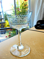 FOSTORIA  Greek Key Needle Etched #45  Liquor / Cocktail Glass Antiq c. 1912 picture