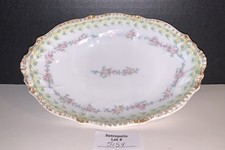Elite Limoges France Oval Floral Dish Pink Roses Green Floral Gold Trim picture