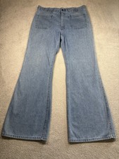1970s Seafarer Navdungaree Jeans Men’s Size 36x34 Denim Bell Bottoms Vintage USA picture