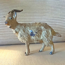 Antique Painted Metal Goat Figurine Small 3.5” x 3” picture