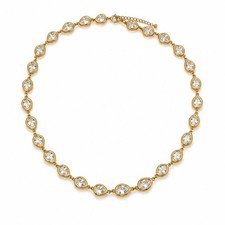 Gold Plated Teardrop Crystal Necklace Adjustable Elegant Women’s Jewelry picture
