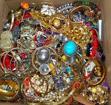 Jewelry Lot 10 Lbs GrandMa Vintage & New Rhinestones & Beads Junk & Wear Tangled picture
