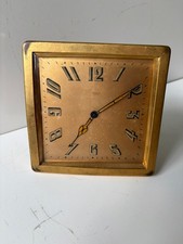 G. Keller, Paris Antique Brass Desk Clock Easel Back Stained Glass Hands Deco picture