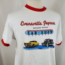 Vintage 80s Jaycees Car Show 1986 Ringer T-Shirt Large, Single Stitch Deadstock picture