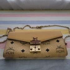 MCM Tracy Wallet On Chain Crossbody Clutch Purse Large Nordic White Beige Silver picture