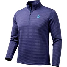 Levelwear Mens L Tailgate Pullover Skipper Blue Quarter Zip Grid Athletic NWT picture