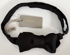 NWT Tom Ford Classic Black Grosgrain Silk Solid Pre-Tied Adjustable Bow Tie $360 picture