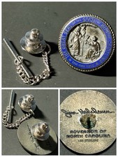 1970s RARE NC Governor James Holshouser Signed Sterling Silver Balfour Lapel Pin picture