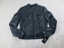 NEW Whet Blu Jacket Womens Small Night Blue Leather Ladies picture