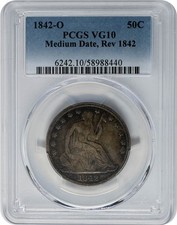 1842-O Seated Liberty Half 50c Medium Date Rev 1842 VG10 PCGS 951824-25 picture
