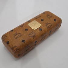 MCM Leather Hardshell Eyeglass Case Cognac Brown 6”x 2”x 1.25” Weekender Design picture