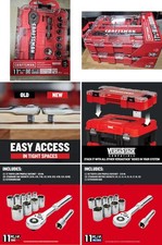2 11PC (22Pcs) METRIC & SAE 6PT 3/8 DRIVE CRAFTSMAN Tool Sets VERSASTACK 90T NEW picture