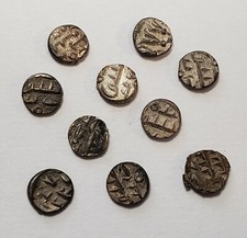 1800s India Princely States Silver Fanam - Lot of 10 Pieces - SKU-F6701 picture