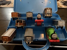 Vintage ERTL Thomas The Tank Engine Diecast Train Lot 9 Cars Carrying Case 1989 picture