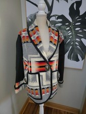 Vtg Wool Coat Southwestern Navajo Jacket Pendleton Style No Tag L picture