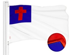 Christian Flag 3x5FT Embroidered Polyester Brass Grommets Cross By G128 picture
