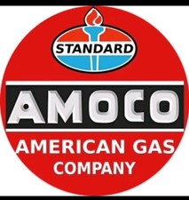 Amoco American Gas Company Standard Oil Shop Garage Metal Sign 12-in Round picture