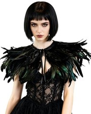 L'VOW Women's Real Nature Feather Shrug Cape Lace Shawl Collar A2-black picture
