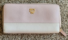 MCM Limited Edition Saffiano White/Pink Zip Around Long Wallet, Dust Bag, Box picture