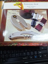  Turning Leaf Wine Lovers 4 Pc Gift Set Corkscrew Cutter Stopper Drip Box Is Bad picture