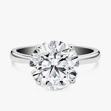 5 Carat Round CZ Cubic Zirconia Solitaire Engagement Ring Rhodium Plated Women picture