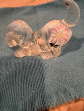FENTON Hand Painted  Iridescent Opalescent Playful Puppy~Tail Up~Signed picture