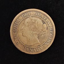 Canada 1859 Large Cent Victoria Dei Gratia Regina Narrow 9 KM#2 Bronze picture