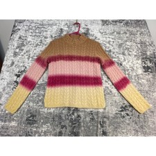 Anthropologie Women's Small Dip Dyed Cashmere Cable Knit Sweater Mock Neck Pink picture
