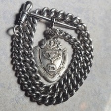 Rare Antique Scottish Army Sterling Silver Pocket Watch Albert Chain Shooting picture