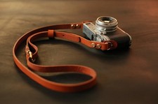 Handmade Brown Leather Camera Strap – Full-Grain Adjustable Vintage Neck Strap picture