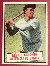 1961 Topps #405 Lou Gehrig Benched after 2,130 Games Vintage Yankees HOF picture