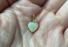 Natural Fire Opal Pendent 14K Plated Gold,Vintage Genuine Ethiopian Opal Pendent picture