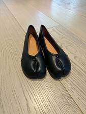 Maison Margiela Black Leather Tabi Split-Toe Ballet Flats Women EU 38 Slip-On picture