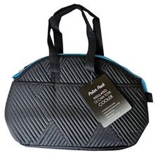 Kole Imports Polar Pack 12 Can Quilted Tote Bag Insulated Cooler in Black/Blue picture