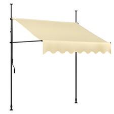 Beige Manual Retractable Sun Awning, 118''×118'' Drill‑Free Window Sunshelter picture