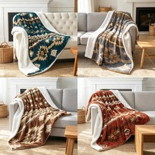 Southwest Sherpa Fleece Throw Blanket – Ultra Soft Reversible & Cozy Plush Gifts picture