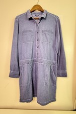 NZT Nic + Zoe Blue Shirt Dress L NWT Cotton Stretch Casual Pockets $138 picture