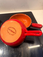 DeSilva Italian Ceramic Red/Orange Double Handle Round Saucepans Set of 2 picture