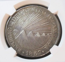 Guatemala Central American Republic 8 Reales 1837 NG-BA AU Details NGC picture