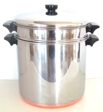 VINTAGE REVERE WARE 12 QT STOCK POT WITH LARGE STEAMER INSERT AND LID NICE picture