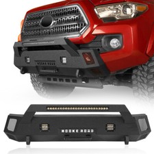Heavy Duty Stubby Steel Front Bumper w/Light Bar fit 16-23 Toyota Tacoma 3rd Gen picture